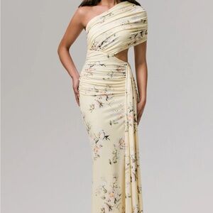 OVERLOAD
Lemon Print Asymmetric Wrap Split Maxi Dress